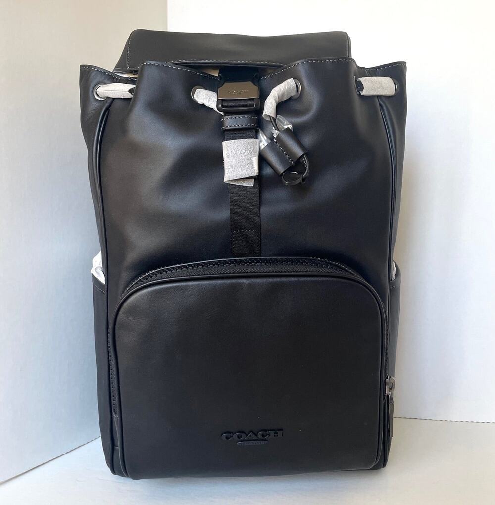 Coach Racer Backpack CU112 Large Black Calf Leather Laptop Bag